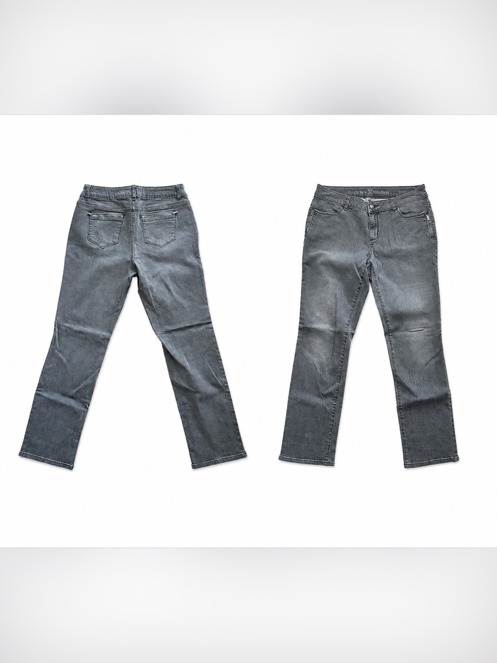 Vintage Simply Vera Wang Grey Straight-Leg Jeans with zipper accents